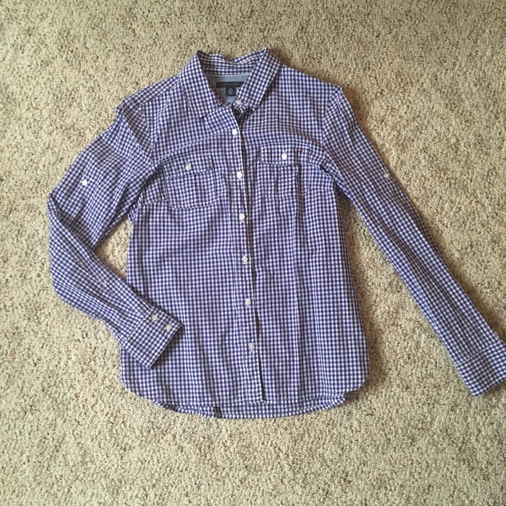 Tommy Hilfiger Gingham Button Down Top